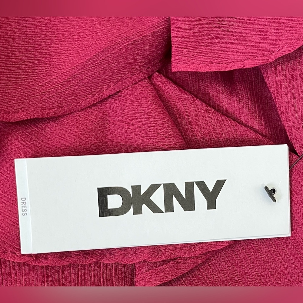 DKNY V-Neck Ruffled High-Low Hem burgundy dress size:6 - Picture 15 of 16